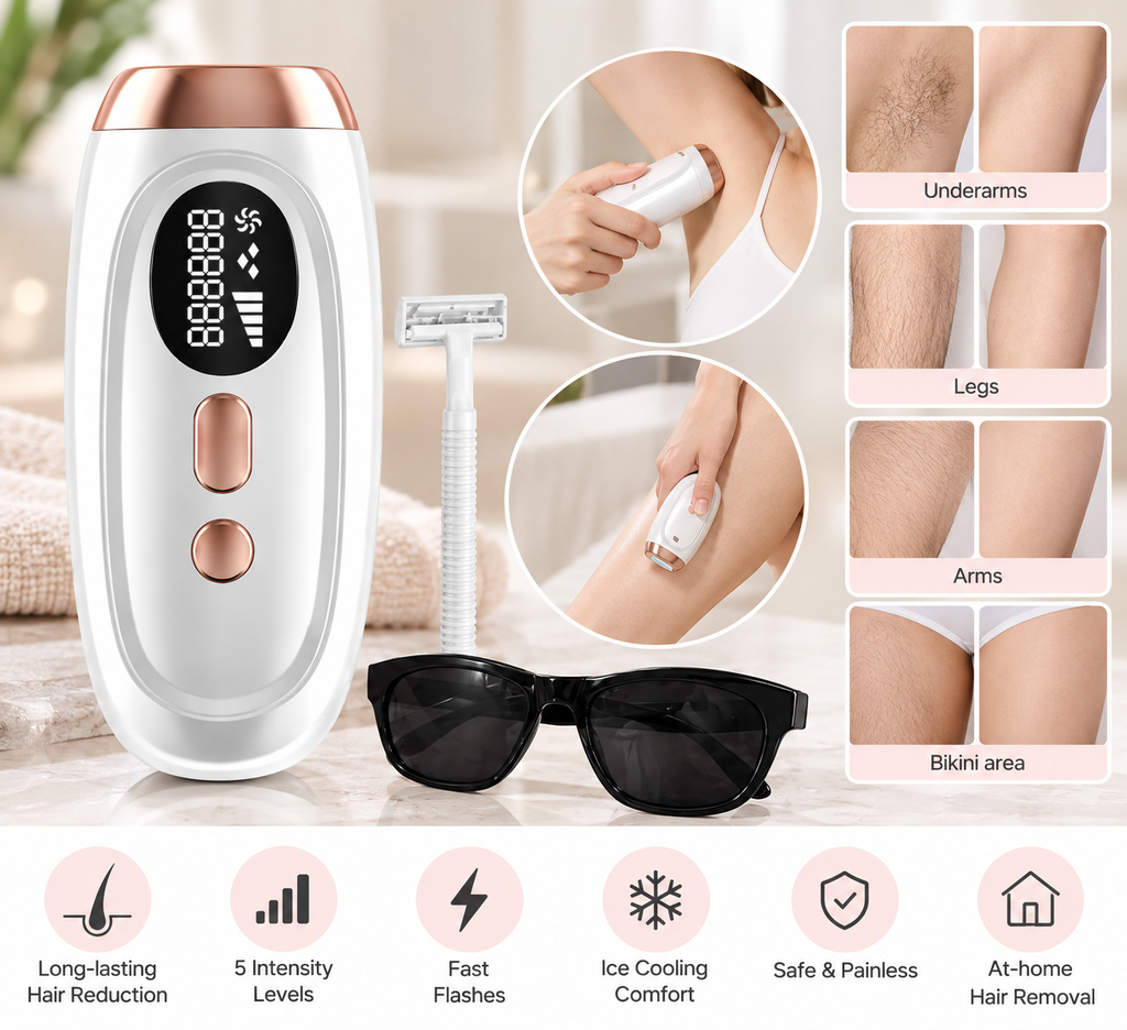 IPL Hair Removal Device – At-Home Hair Reduction with Digital Display