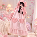 🐰 Pink Bunny Plush Hooded Blanket Robe