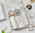 3-in-1 White Gift Set – Insulated Drink Bottle + Handheld Fan + Compact Umbrella