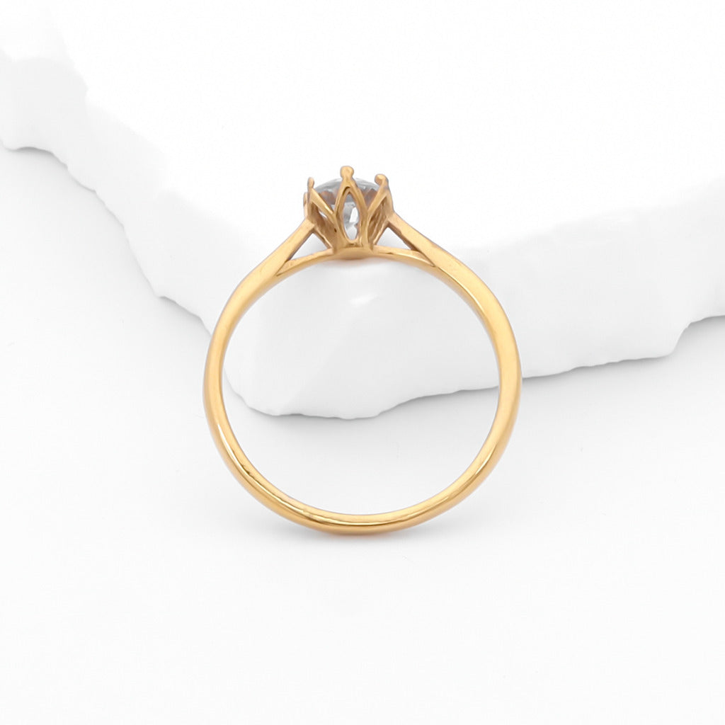 Cubic Zirconia Wedding Engagement Ring - Gold