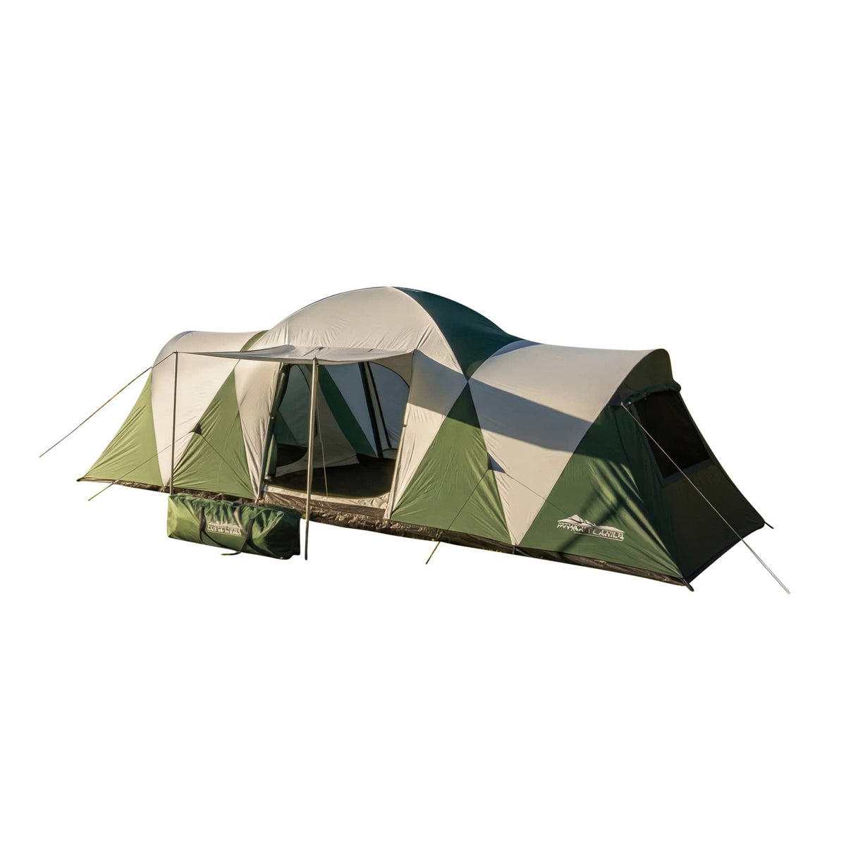 Weisshorn Family Camping Tent 12 Person Hiking Beach Tents (3 Rooms) Green