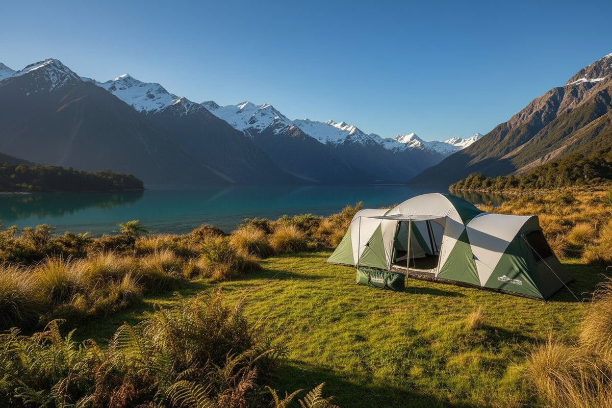 Weisshorn Family Camping Tent 12 Person Hiking Beach Tents (3 Rooms) Green